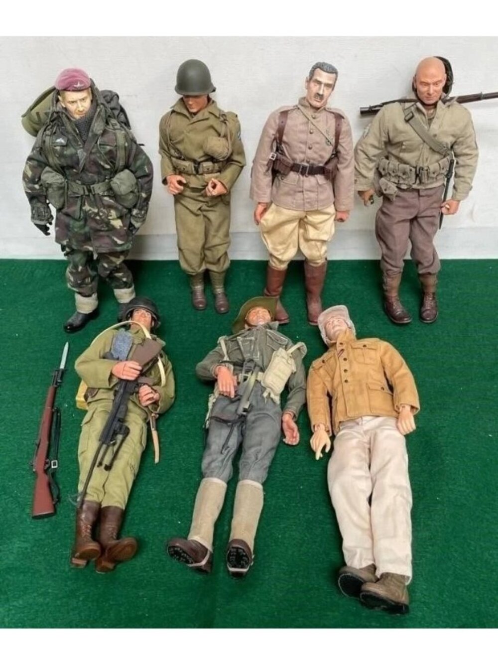 Lot of 7 RARE Vintage 1990s GI Joe 12" Foreign Military Action Figures w/ Gear